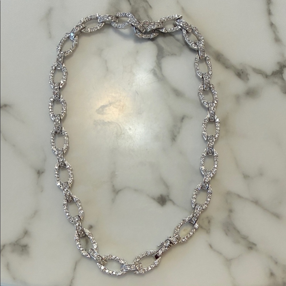Sterling silver and CZs chain necklace
